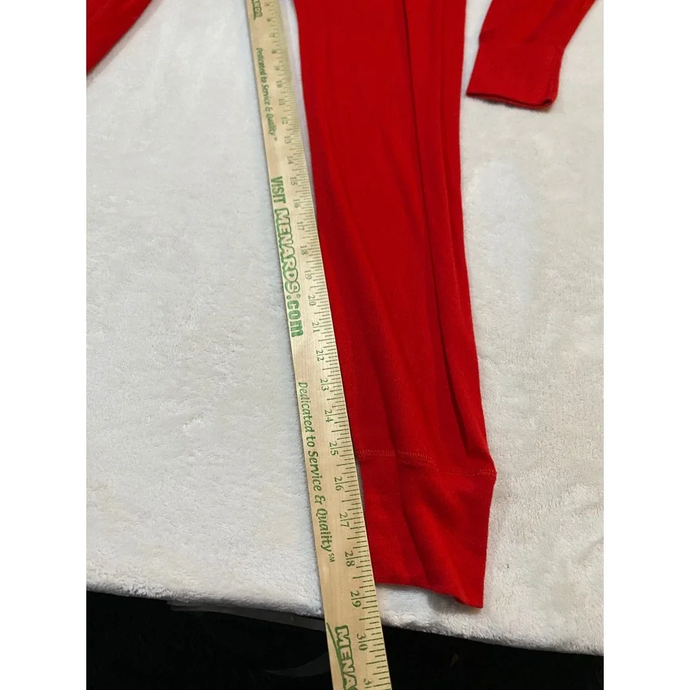 Vintage Mens Red Union Suit Long John One Piece Thermal Pajamas Ribbed Knit